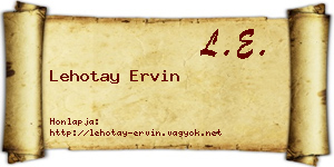 Lehotay Ervin névjegykártya